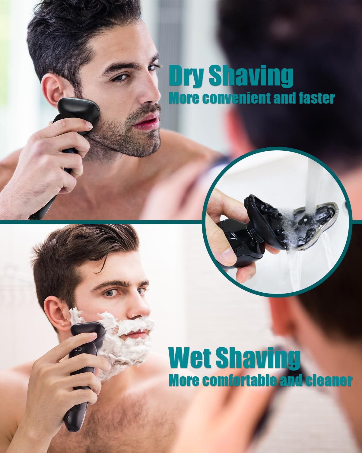 Maquinilla de afeitar eléctrica para hombres, afeitadora eléctrica recargable para hombres, maquinilla de afeitar inalámbrica impermeable en seco y húmedo con recortadora de pelo de nariz y