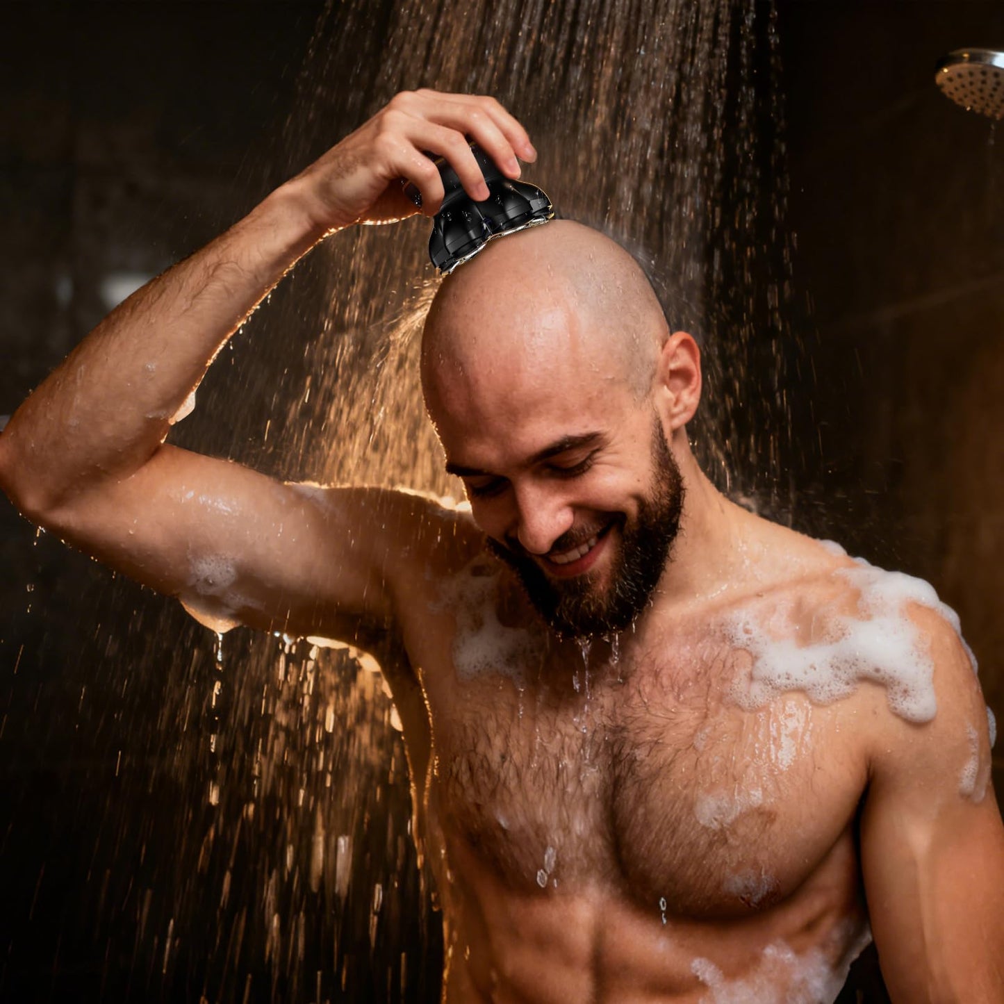 MAXGROOM Afeitadora Cabeza Hombre, Maquina Afeitar Hombre, Afeitadora para Calva en Seco y Húmedo, Batería de Larga Duración, 7 Cabezales, Magnético, 100% impermeable, Color Negro