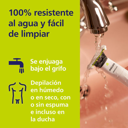 Philips OneBlade Intimate, Cuidado Íntimo, Recorta y Afeita con Protección Extra para la Piel, Depilación apurada y cómoda — sin rasurar completamente al ras, Modelo QP1924/30