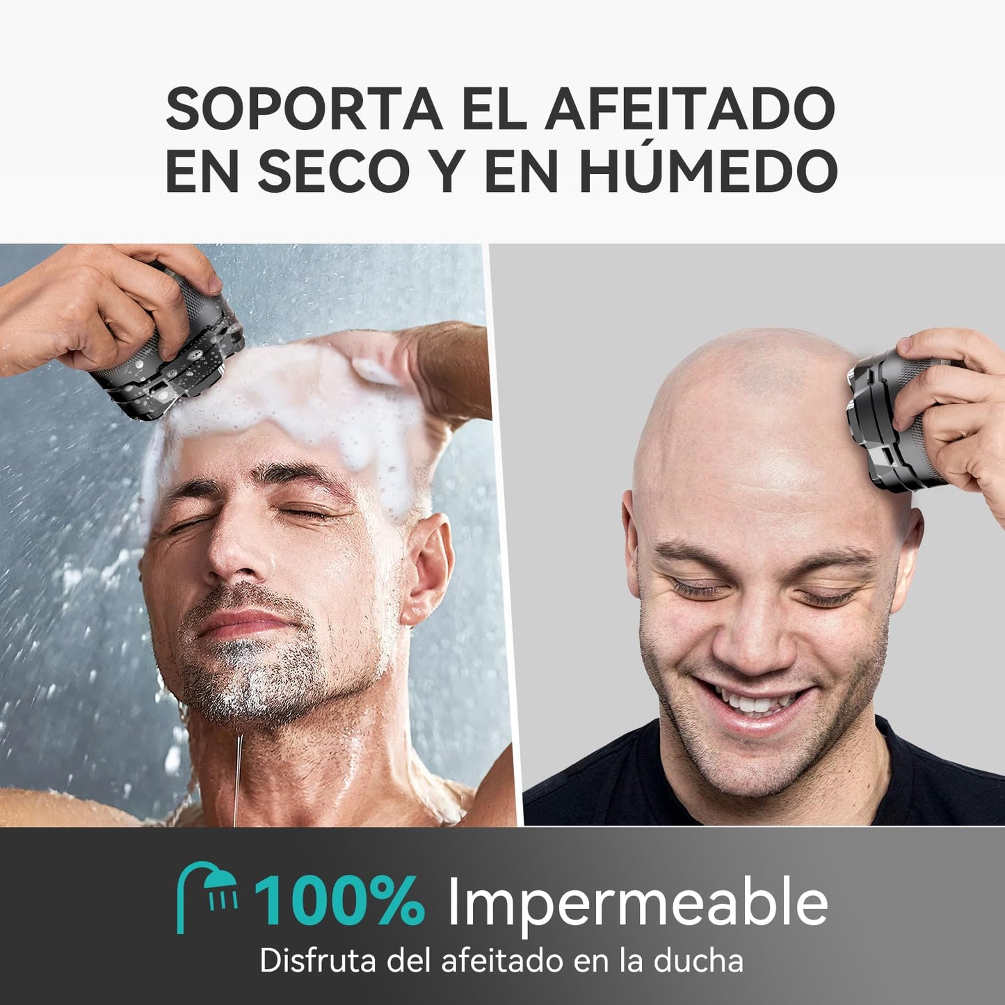 Afeitadora Cabeza Hombre, kensen Maquina Afeitar Hombre para Calvo, 6D Cabezales Maquina para Afeitar Cabeza en Seco y Húmedo con Pantalla LED, 180 mins Uso, IPX6 Impermeable, USB-C