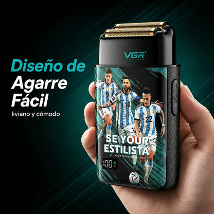 VGR 309 Afeitadora De Láminas Hombre Inalámbrica, Foil Shaver Con Doble Lámina De Titanio, Afeitadora Eléctrica 7500 RPM, IPX6 Resistente Al Agua, Bloqueo De Viaje, Pantalla LED