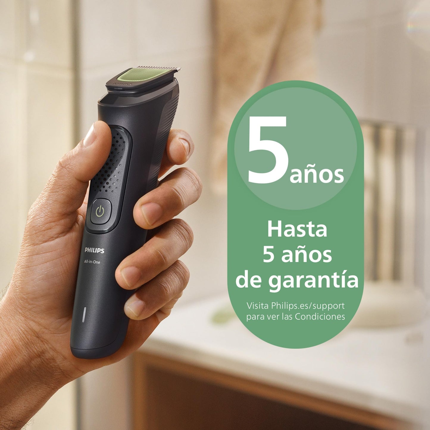 Philips Recortadora Todo En Uno series 3000, Kit 7 en 1, Afeitadora y cortapelos Hombre para Rostro y Pelo, Barba, Cuchillas Autoafilables suaves con la piel, 10 longitudes, MG3930/15