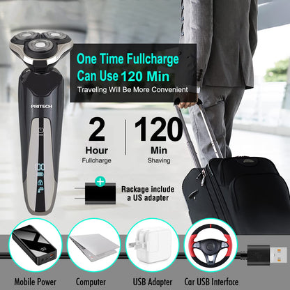 Maquinilla de afeitar eléctrica para hombres, afeitadora eléctrica recargable para hombres, maquinilla de afeitar inalámbrica impermeable en seco y húmedo con recortadora de pelo de nariz y