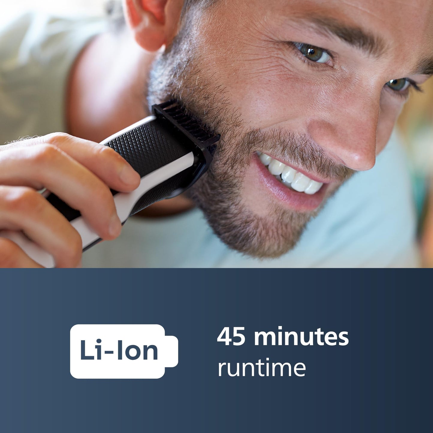 Philips Recortador de Barba Serie 3000, Teconología Lift & Trim, Cuchillas con puntas redondeadas, 10 posiciones ajustables, peine-guía, 100% resistente al agua, indicador de batería, modelo BT3206/14