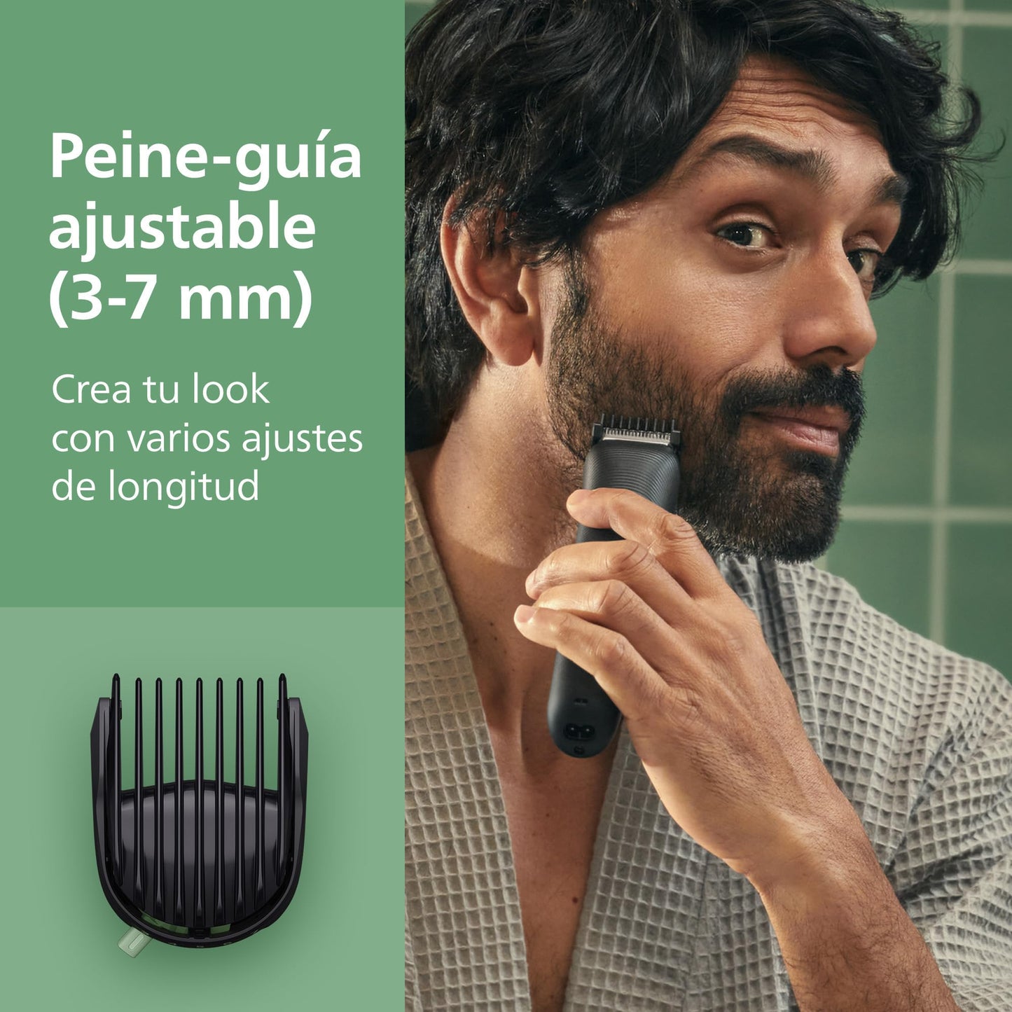Philips Recortadora Todo En Uno series 3000, Kit 7 en 1, Afeitadora y cortapelos Hombre para Rostro y Pelo, Barba, Cuchillas Autoafilables suaves con la piel, 10 longitudes, MG3930/15