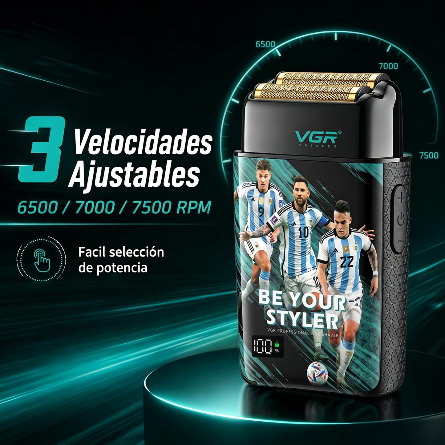 VGR 309 Afeitadora De Láminas Hombre Inalámbrica, Foil Shaver Con Doble Lámina De Titanio, Afeitadora Eléctrica 7500 RPM, IPX6 Resistente Al Agua, Bloqueo De Viaje, Pantalla LED