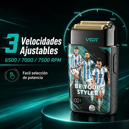 VGR 309 Afeitadora De Láminas Hombre Inalámbrica, Foil Shaver Con Doble Lámina De Titanio, Afeitadora Eléctrica 7500 RPM, IPX6 Resistente Al Agua, Bloqueo De Viaje, Pantalla LED