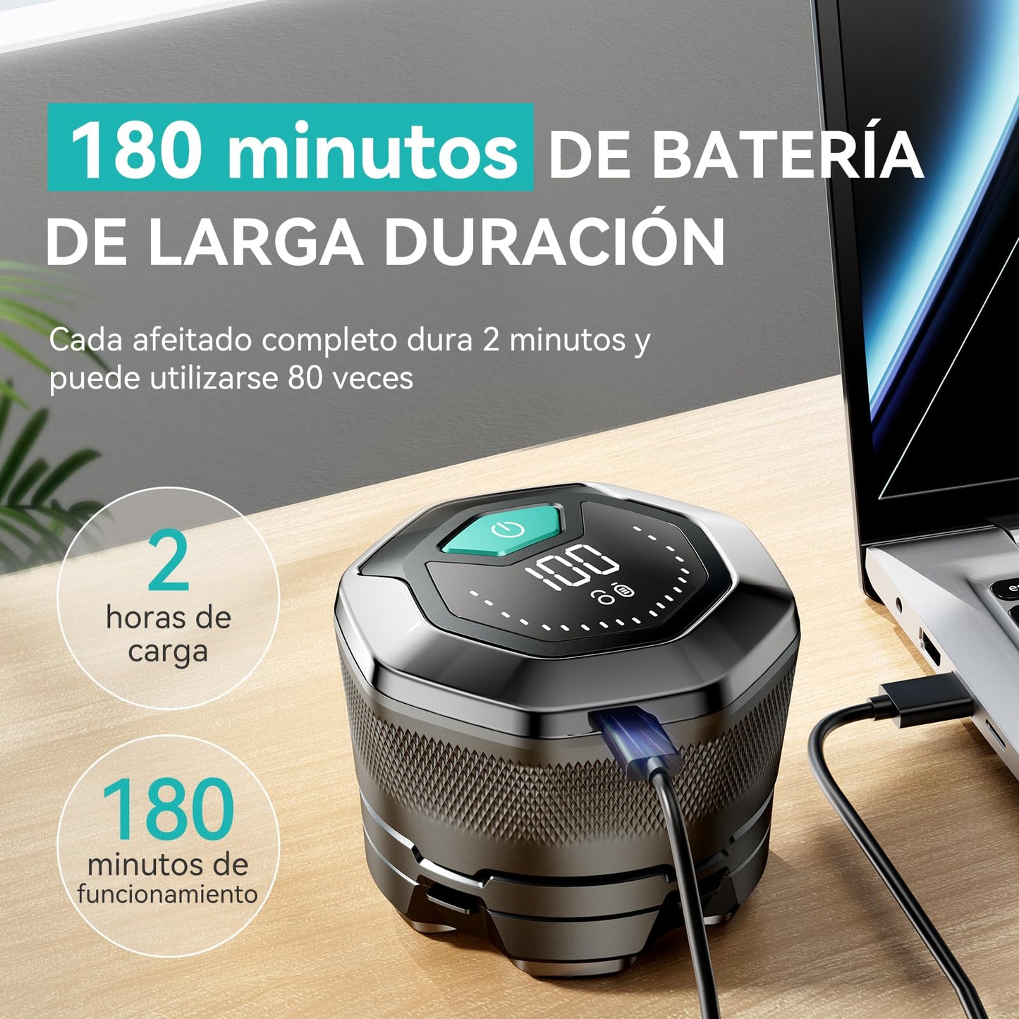 Afeitadora Cabeza Hombre, kensen Maquina Afeitar Hombre para Calvo, 6D Cabezales Maquina para Afeitar Cabeza en Seco y Húmedo con Pantalla LED, 180 mins Uso, IPX6 Impermeable, USB-C