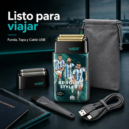VGR 309 Afeitadora De Láminas Hombre Inalámbrica, Foil Shaver Con Doble Lámina De Titanio, Afeitadora Eléctrica 7500 RPM, IPX6 Resistente Al Agua, Bloqueo De Viaje, Pantalla LED